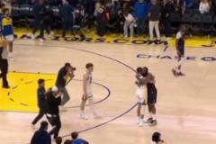 09雙雄傾盡全力！哈登和庫里賽后第一時間擁抱在一起