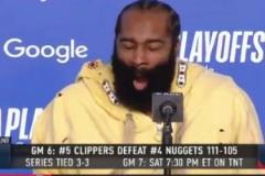 把登哥累壞了！賽后新聞發(fā)布會，哈登瘋狂打哈欠！