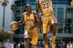 如果湖人為科比詹姆斯一起立雕像 這個如何？