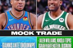 那雷霆不就無敵了？美媒曬交易方案：雷霆得到字母哥，送出杰倫威+哈滕+N個選秀權